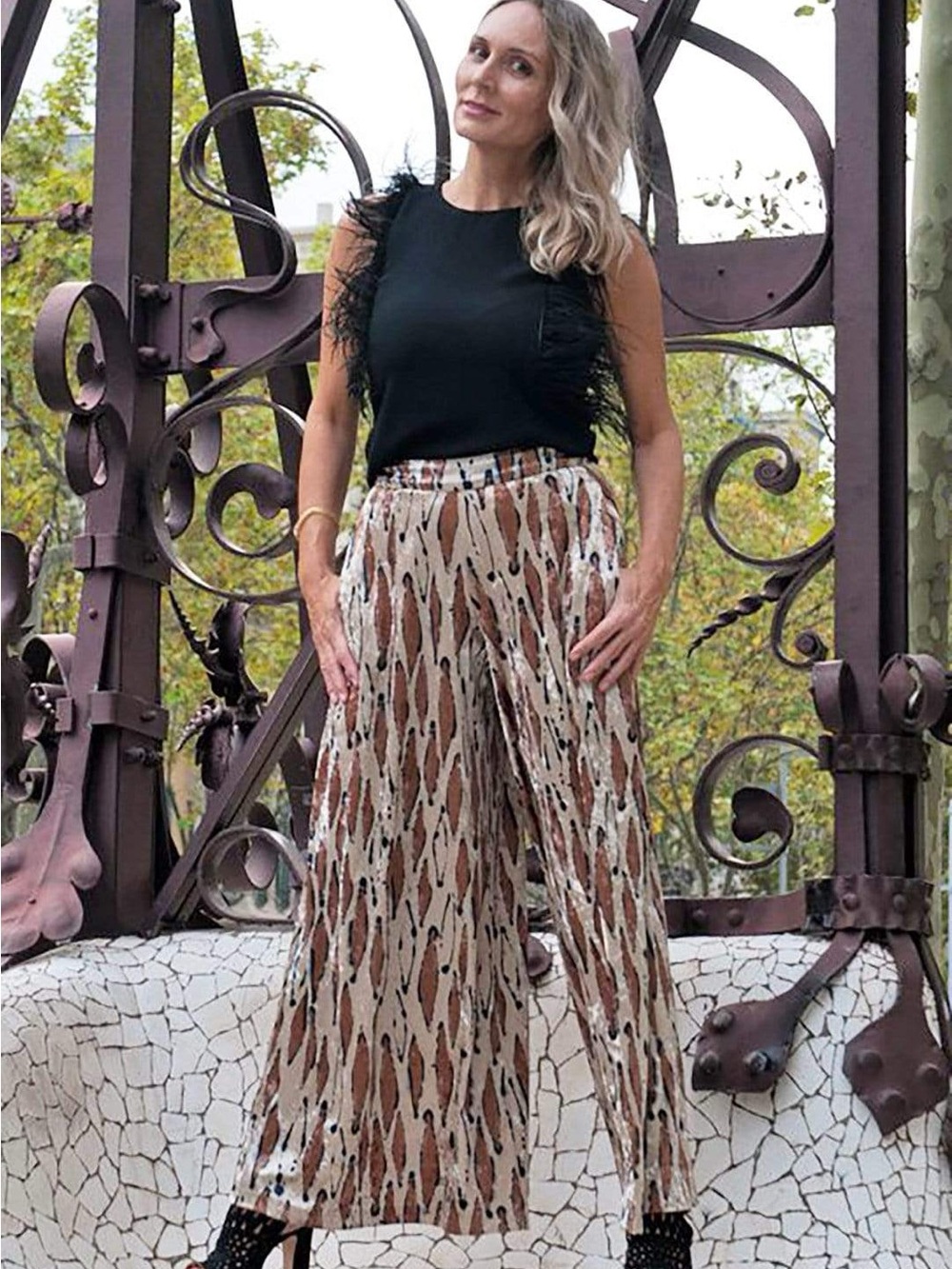 NWT Eva Franco Jovy Wide Leg Velour Pant